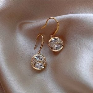 New Crystal Bow Drop Earrings Korean Women Zircon